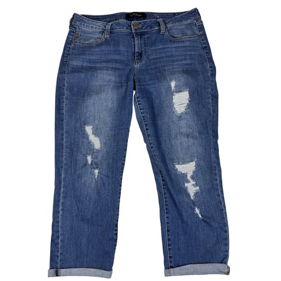 Liverpool Denim - Liverpool Blue Distressed the Crop Boyfriend Women's Jeans Size 10 LM5066TT